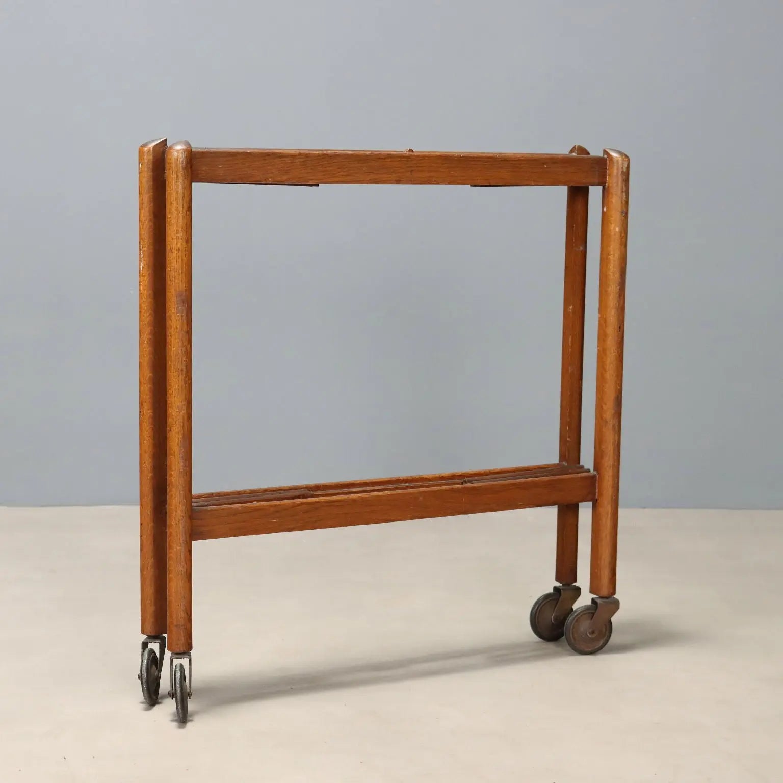 1950s Oak and Brass Service Trolley
