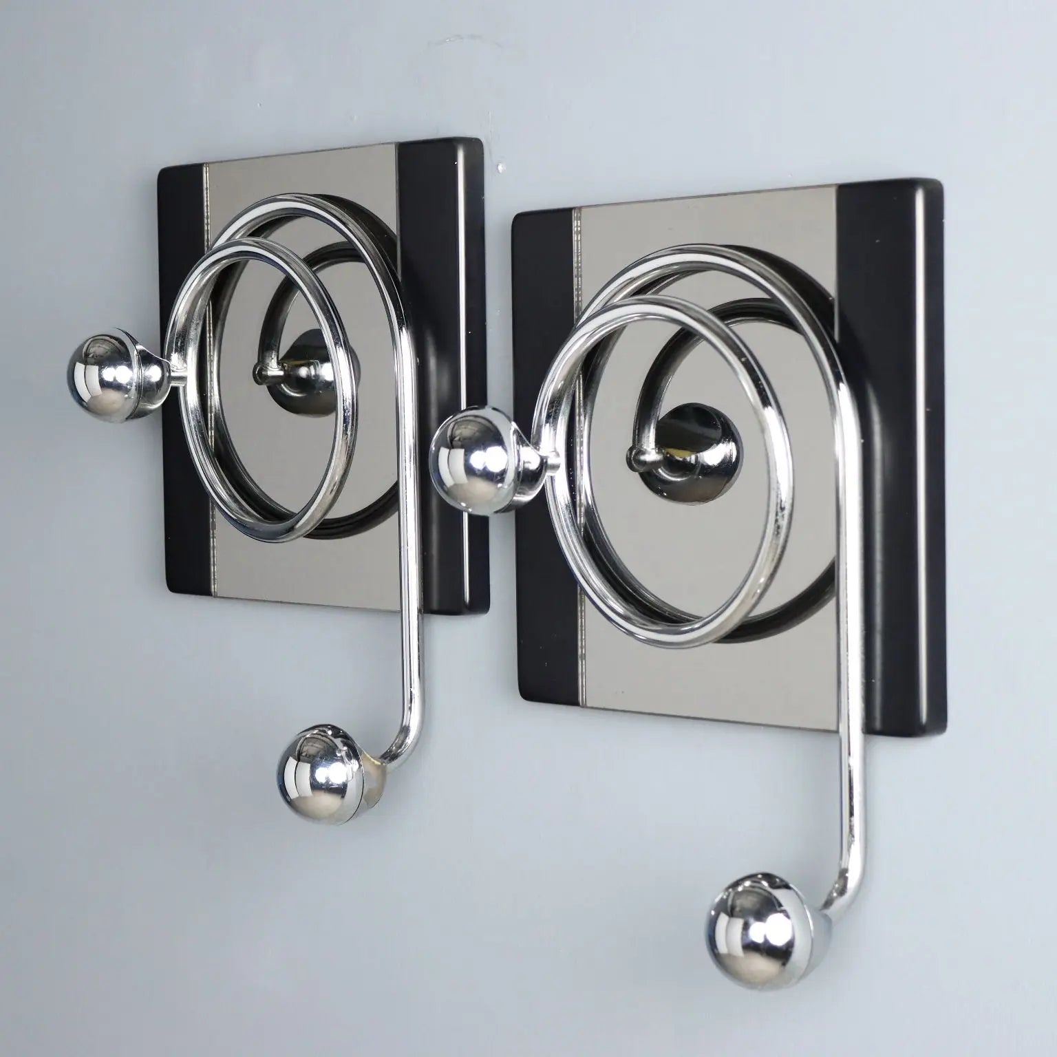 Vintage Coat Racks Chromed Metal Plastic Design Italy 1970s