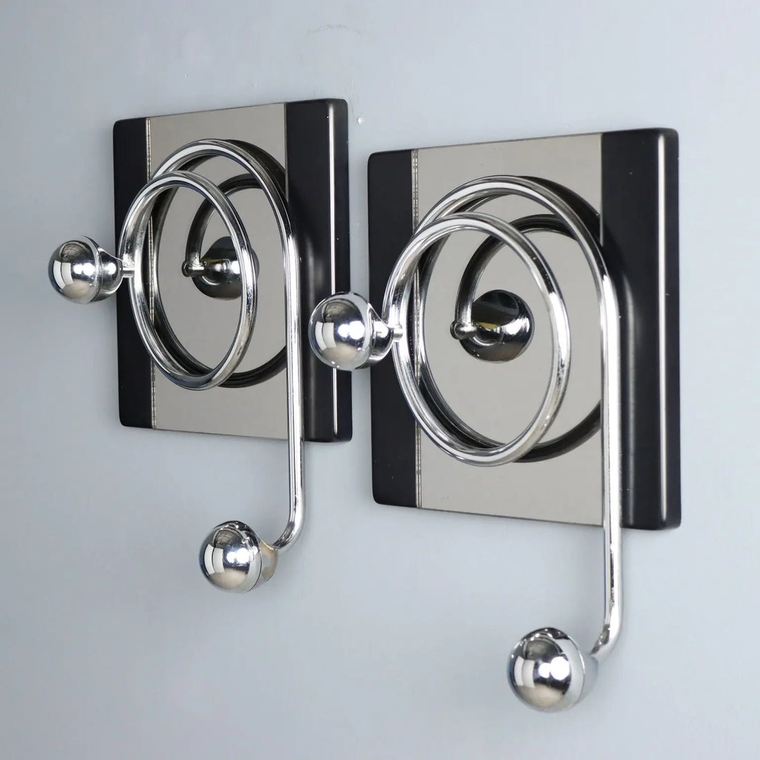 Vintage Coat Racks Chromed Metal Plastic Design Italy 1970s