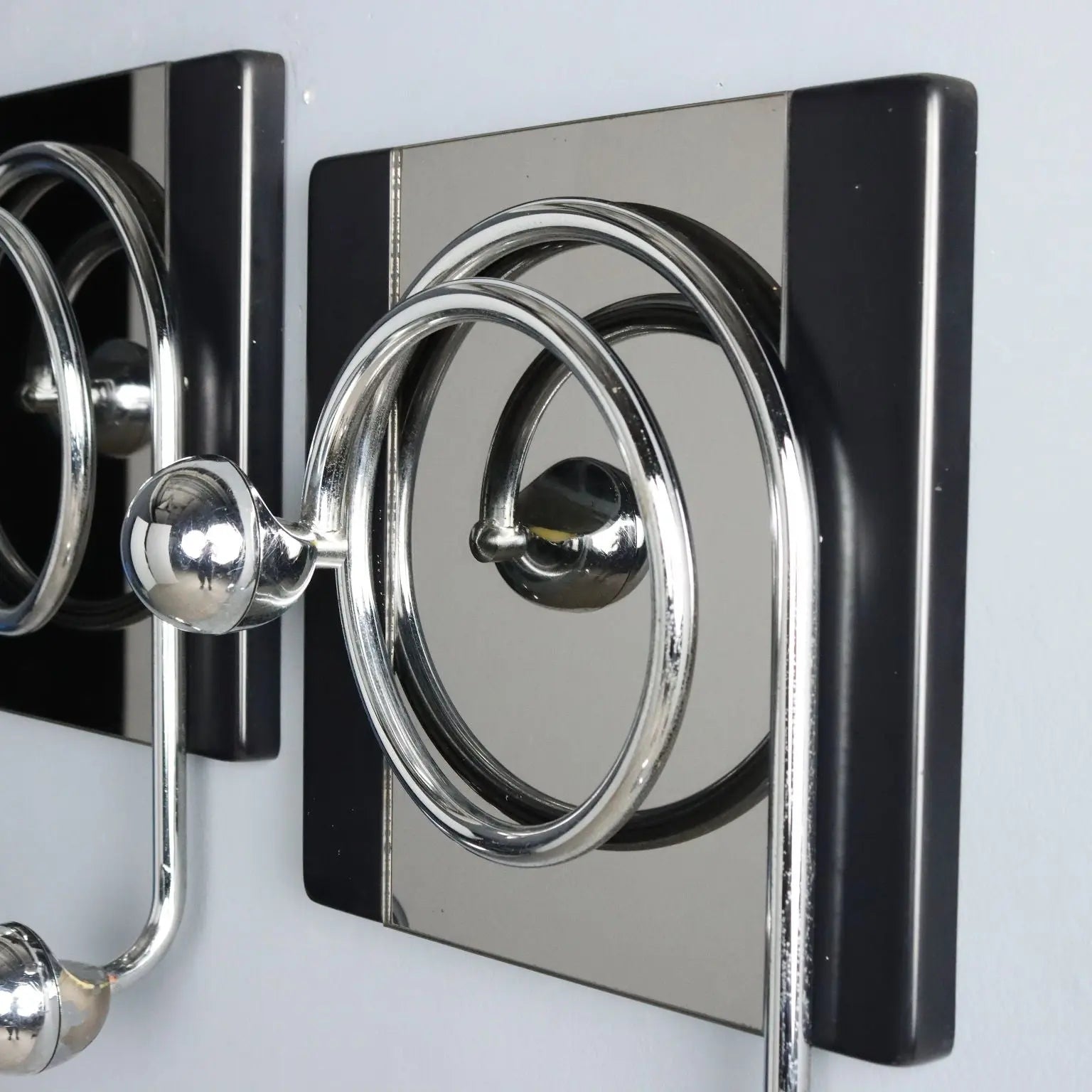Vintage Coat Racks Chromed Metal Plastic Design Italy 1970s