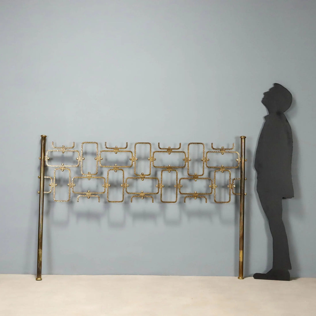 Vintage Double Bed Brass Geometric Shape Design Italy 1960s