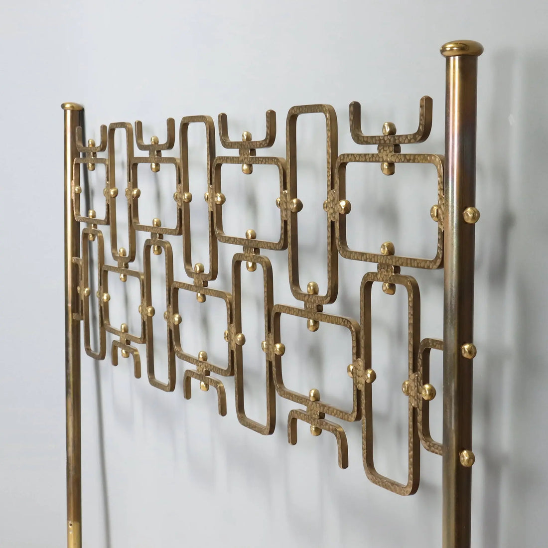 Vintage Double Bed Brass Geometric Shape Design Italy 1960s