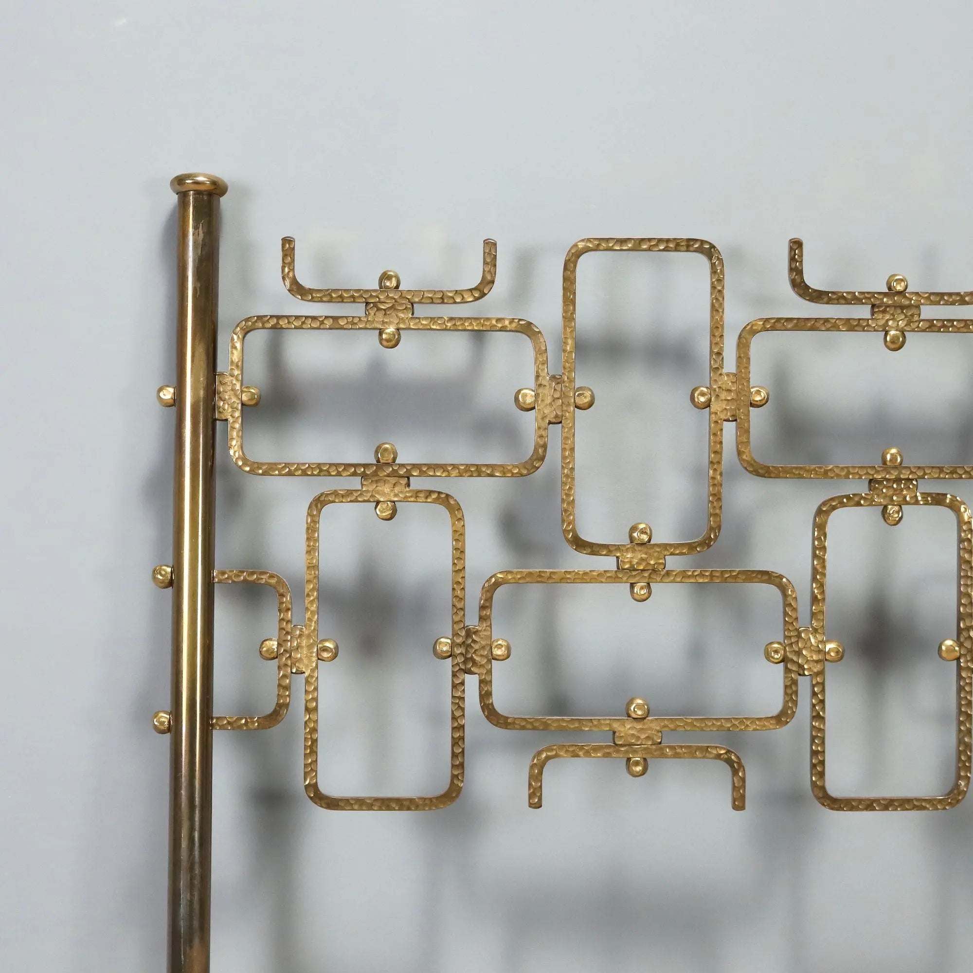 Vintage Double Bed Brass Geometric Shape Design Italy 1960s