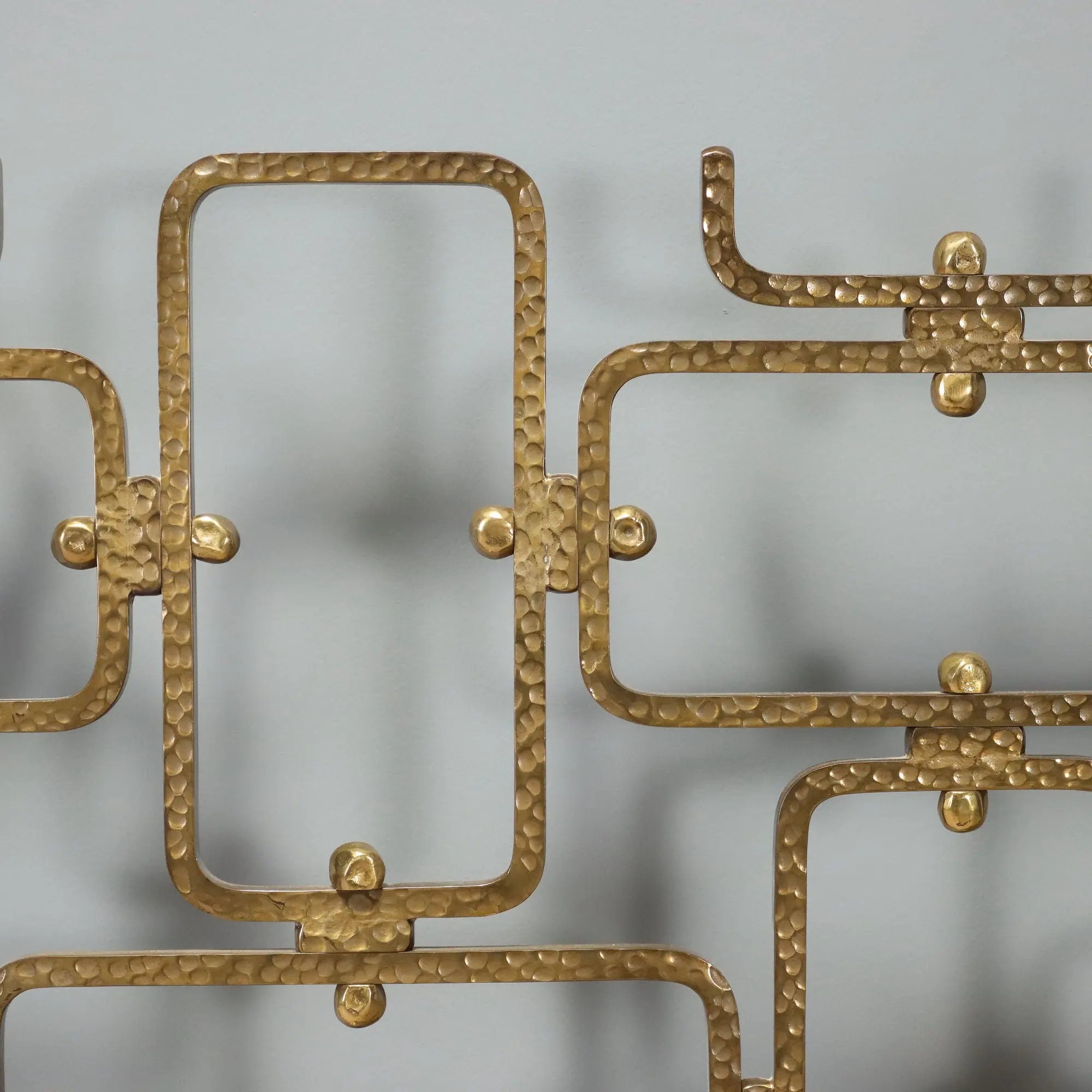 Vintage Double Bed Brass Geometric Shape Design Italy 1960s