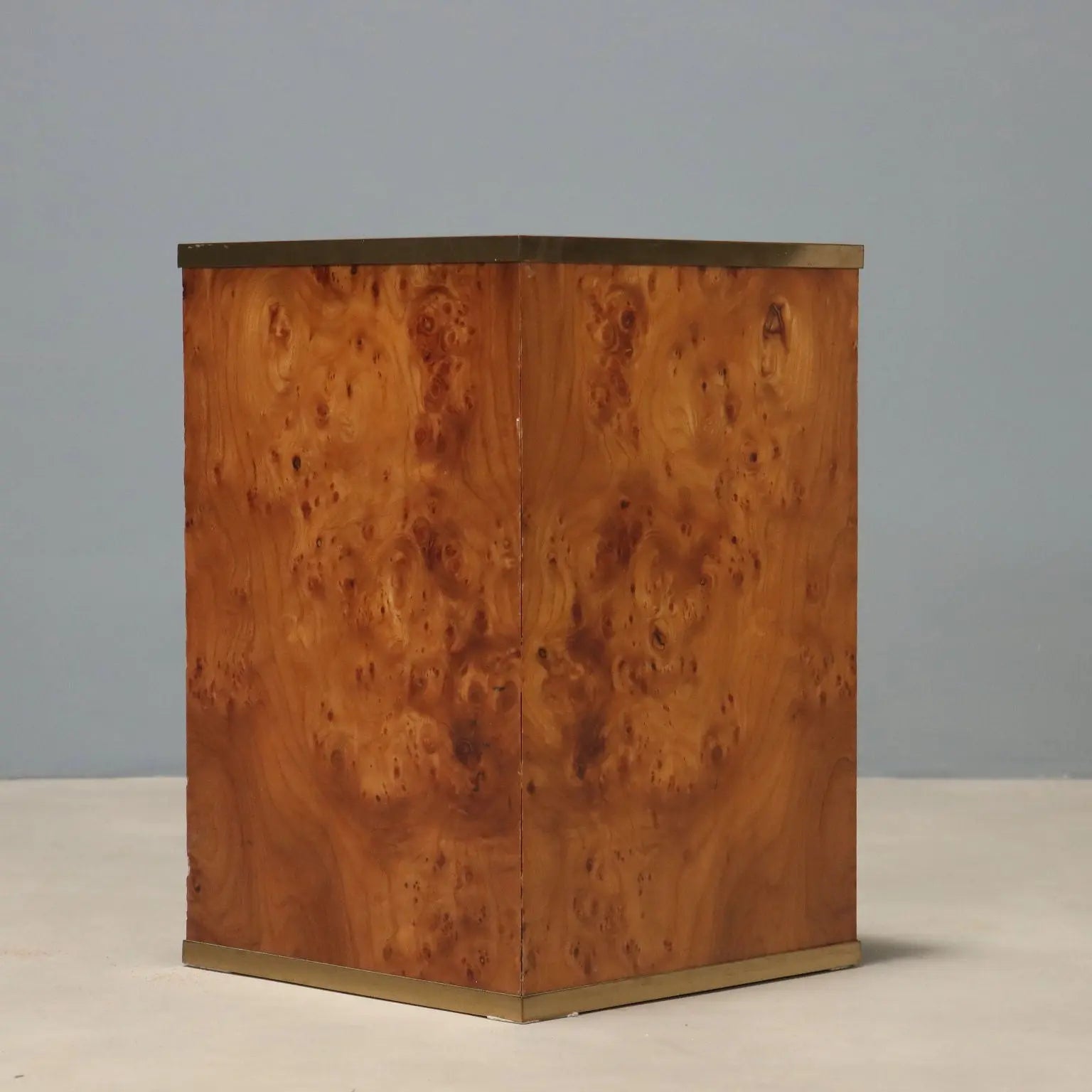 Vintage Umbrella Stand Burl Brass Design Italy 1970s-1980s