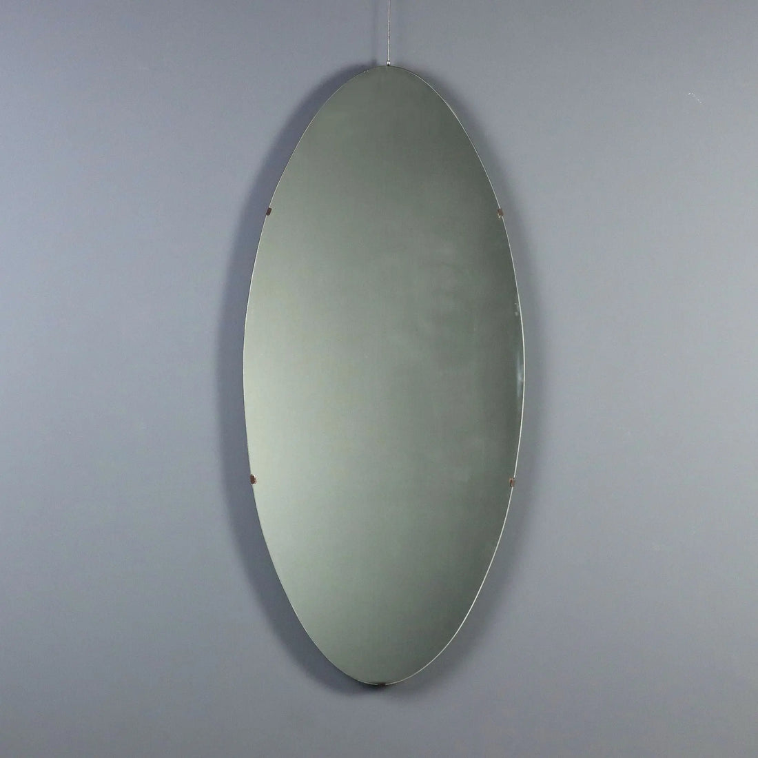 Vintage Oval Mirror Glass Design Italy 1960s