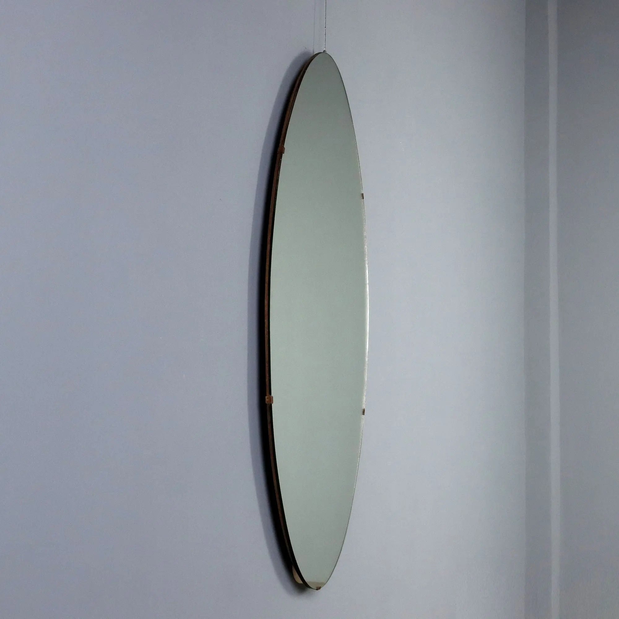 Vintage Oval Mirror Glass Design Italy 1960s