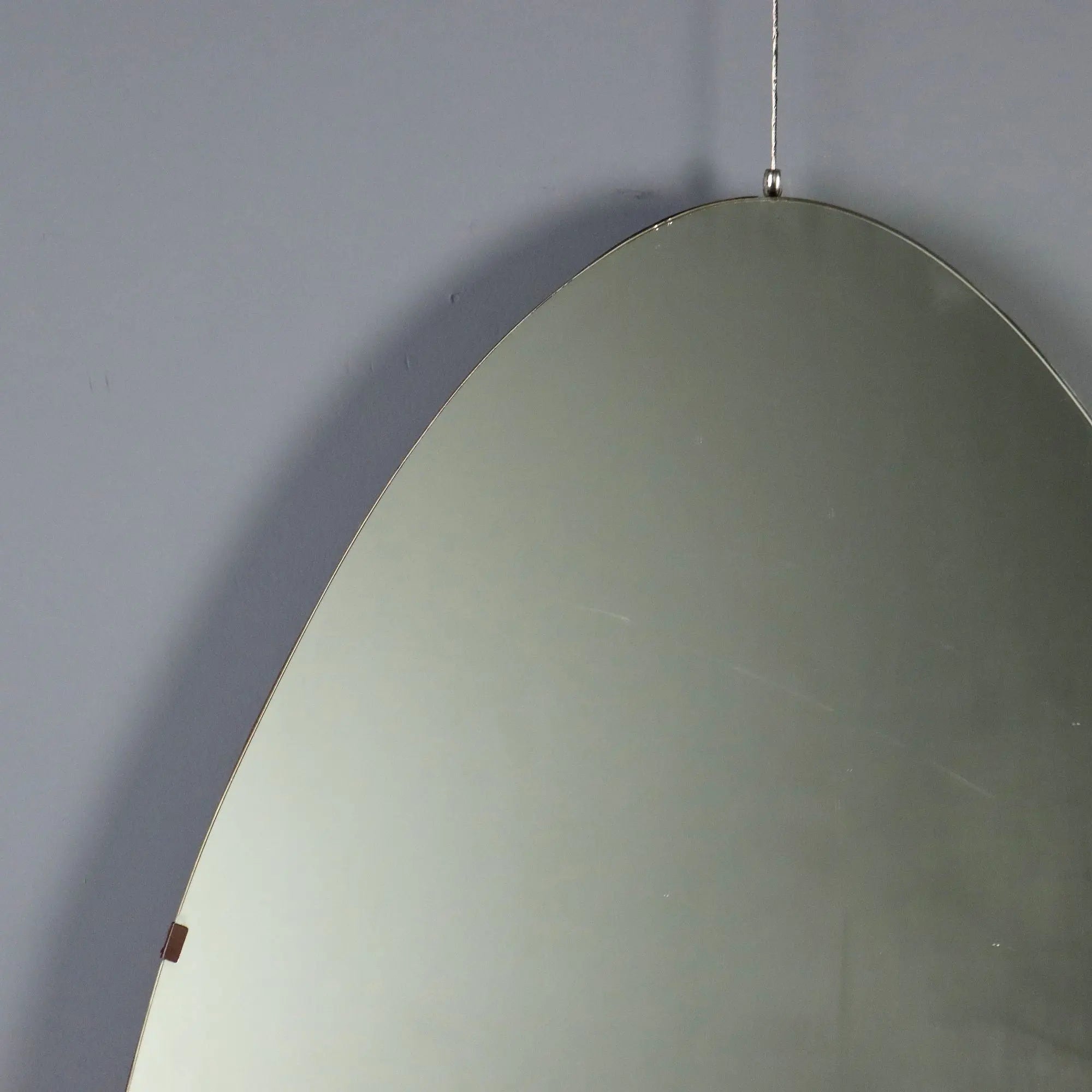Vintage Oval Mirror Glass Design Italy 1960s