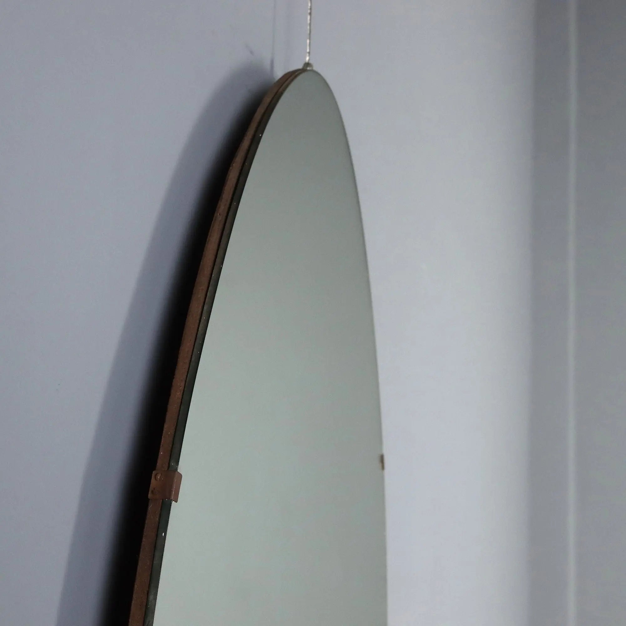 Vintage Oval Mirror Glass Design Italy 1960s