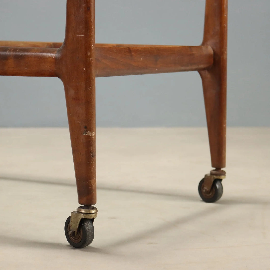 Vintage Kitchen Trolley Beech Glass Design Italy 1950s