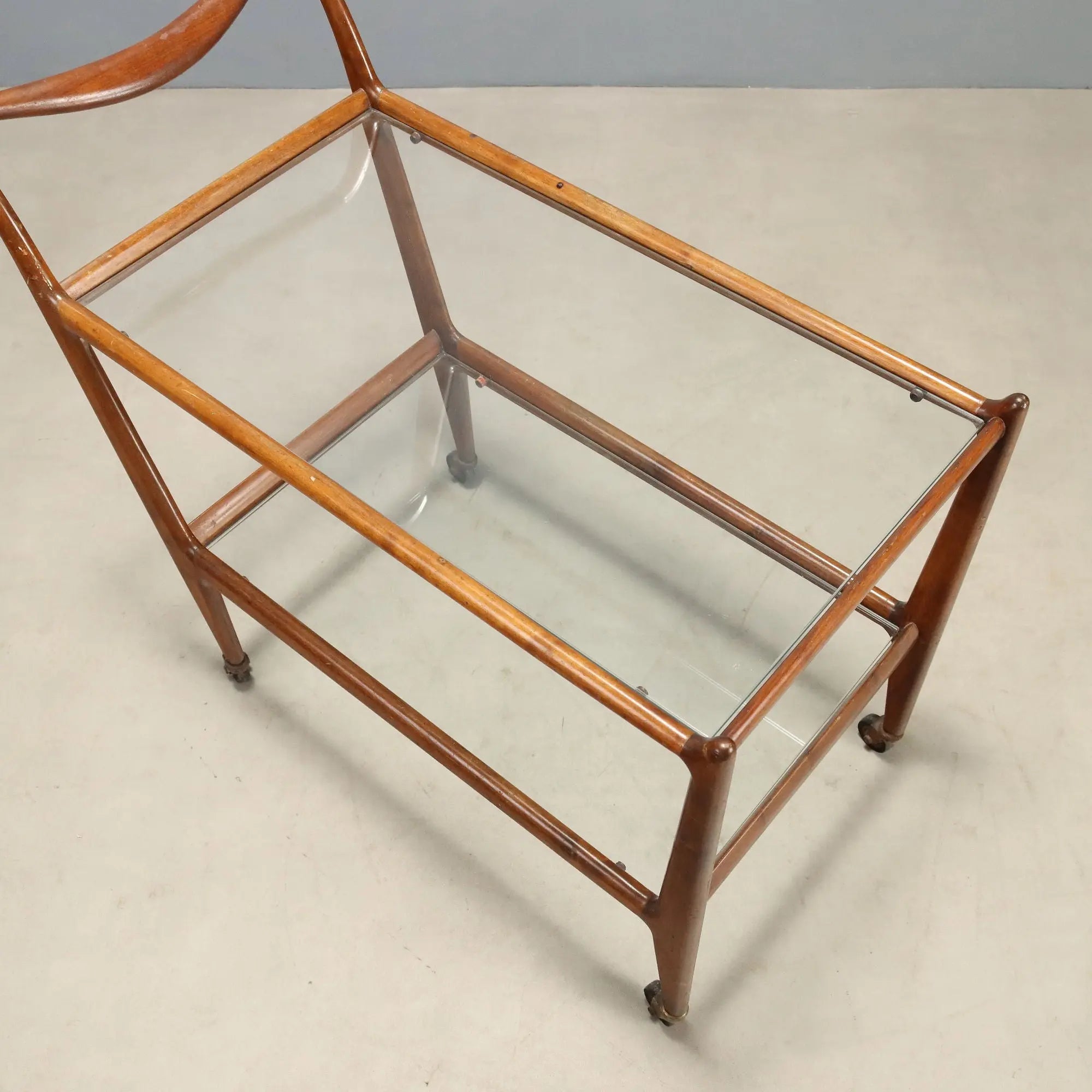 Vintage Kitchen Trolley Beech Glass Design Italy 1950s