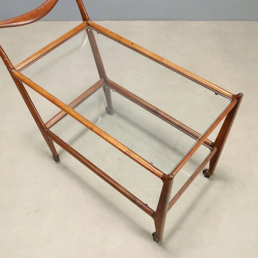 Vintage Kitchen Trolley Beech Glass Design Italy 1950s