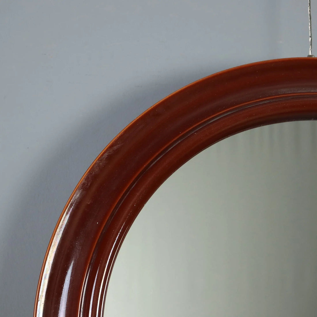 Vintage Round Mirror Ceramic Glass Design Italy 1970s