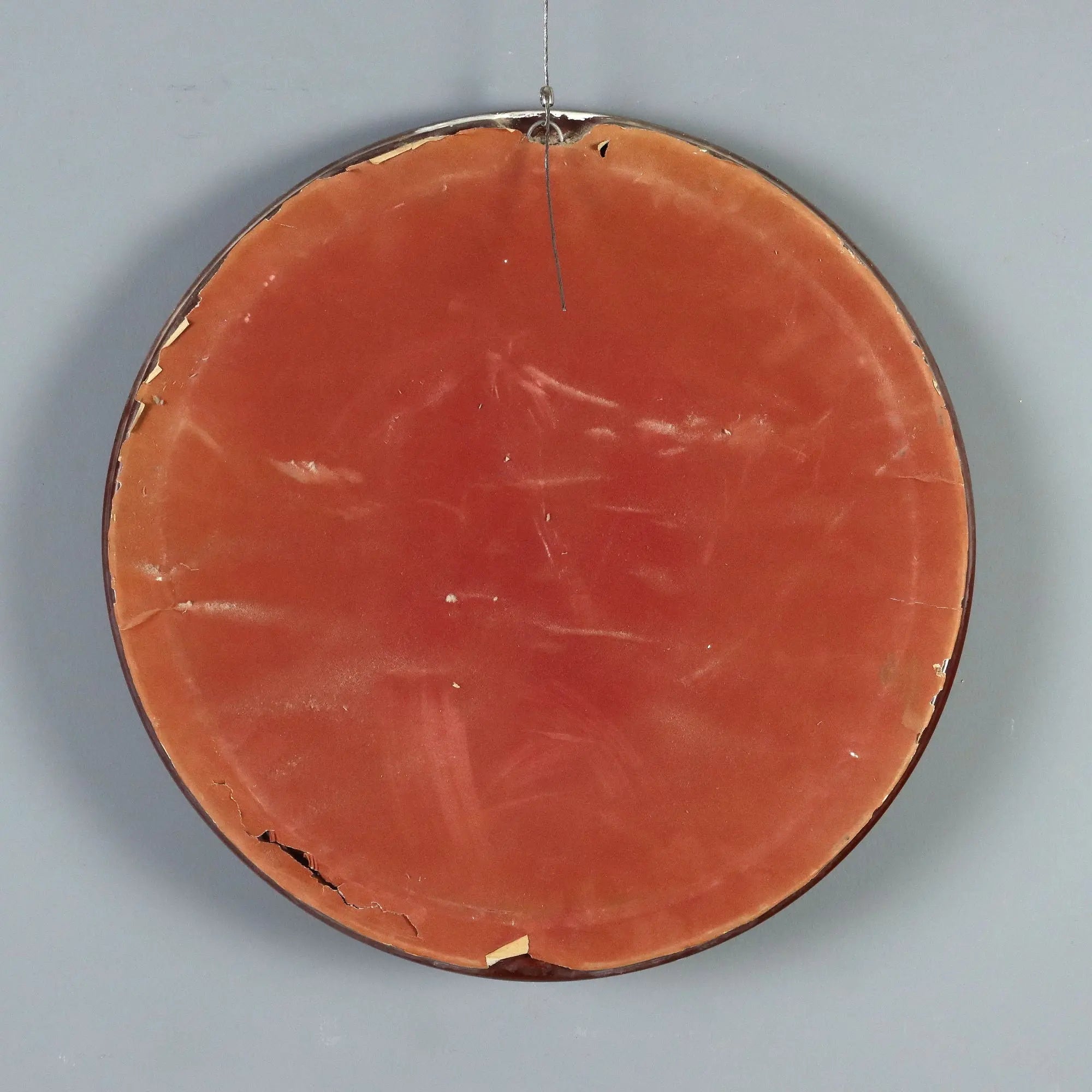 Vintage Round Mirror Ceramic Glass Design Italy 1970s