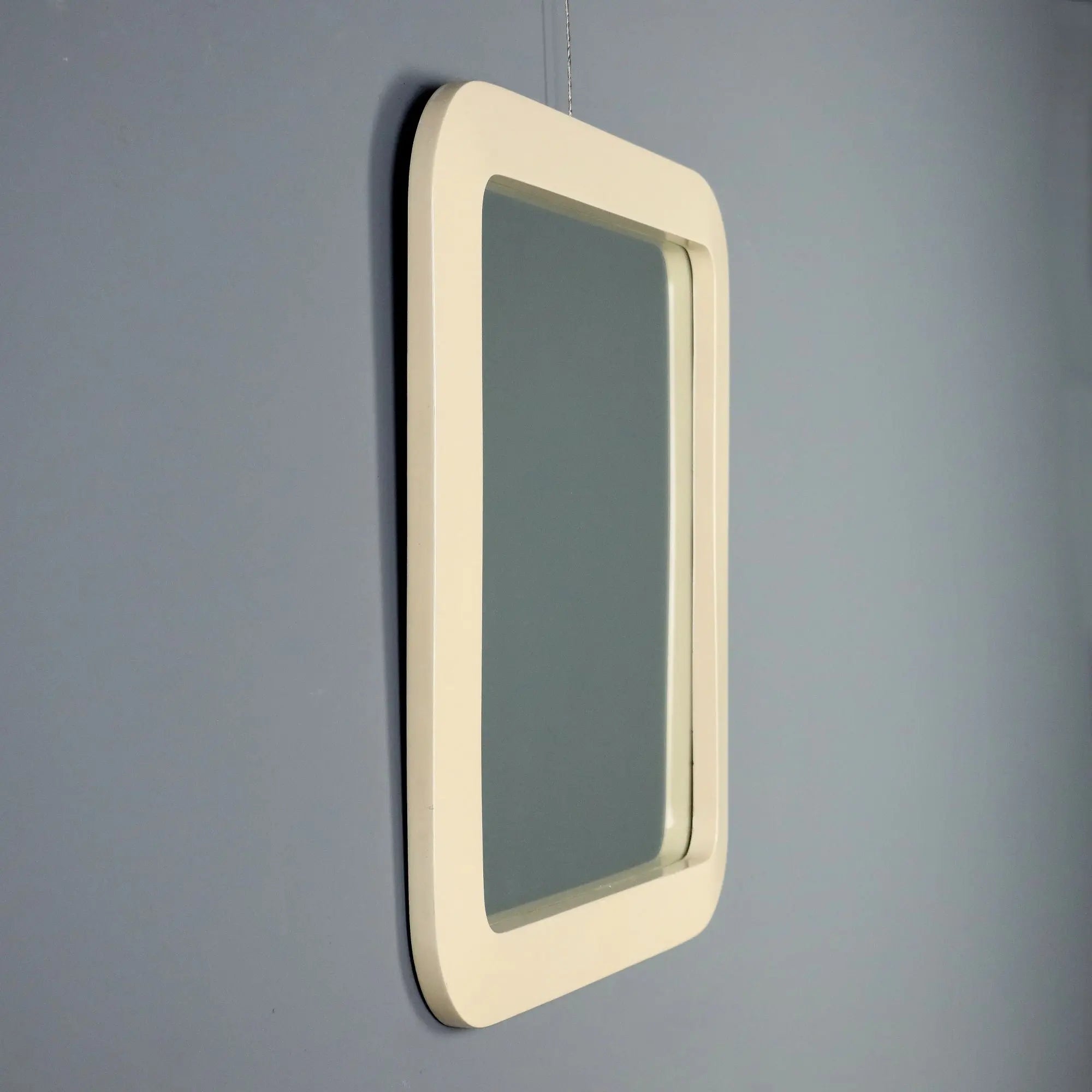 Vintage Mirror Plastic Frame Glass Design Italy 1970s