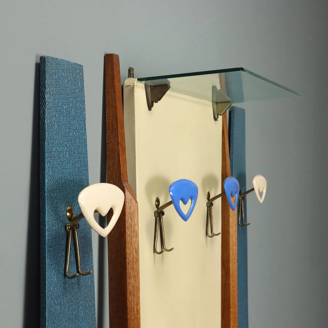 Vintage Coat Stand Leatherette Teak Design Italy 1960s