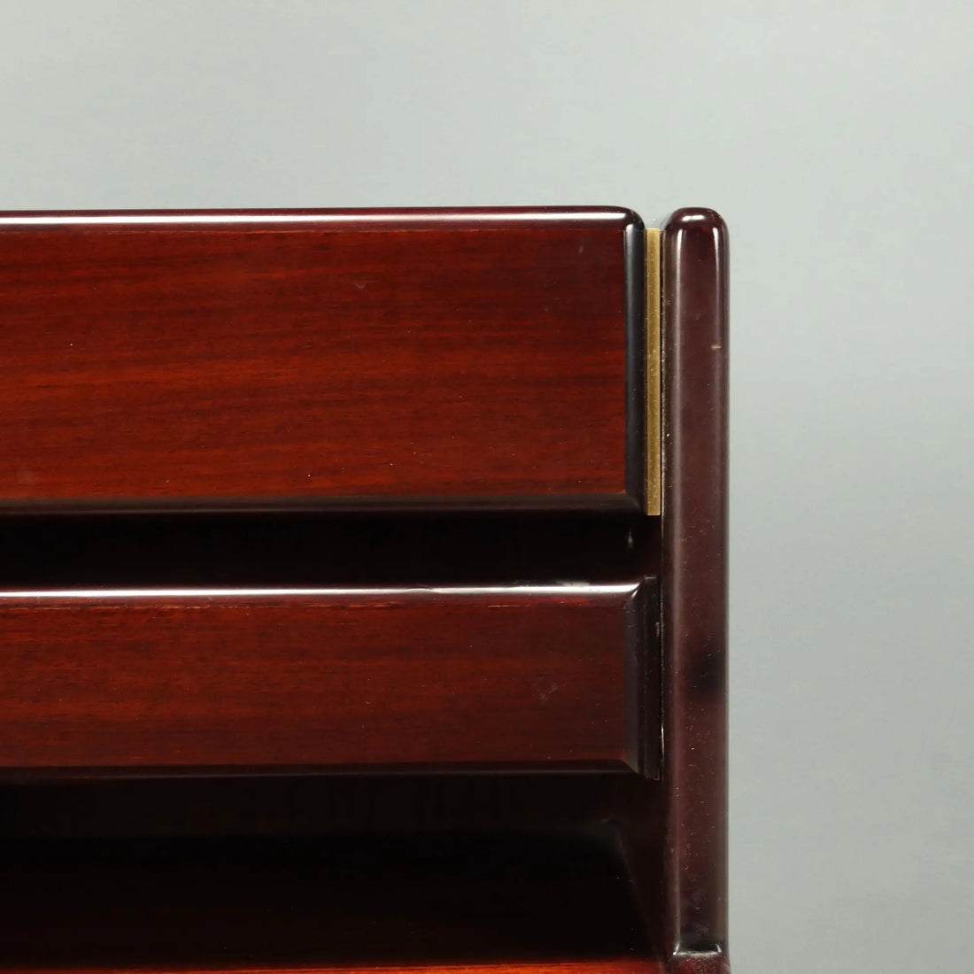 Vintage Nightstands Veneered Wood Brass Design Italy 1970s