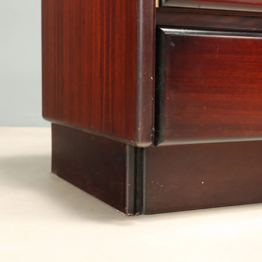 Vintage Nightstands Veneered Wood Brass Design Italy 1970s
