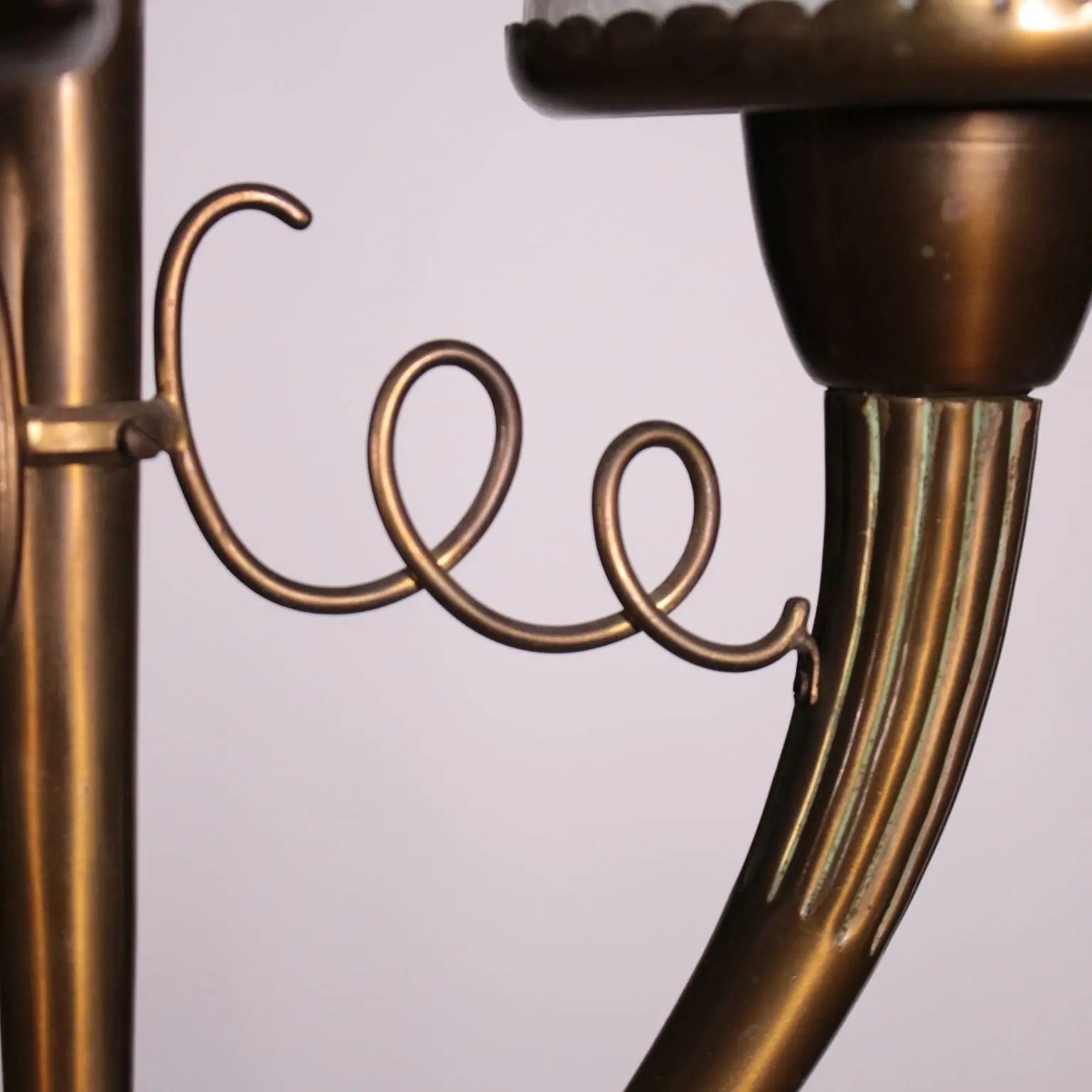 1940s Brass and Glass Pendant Lamp