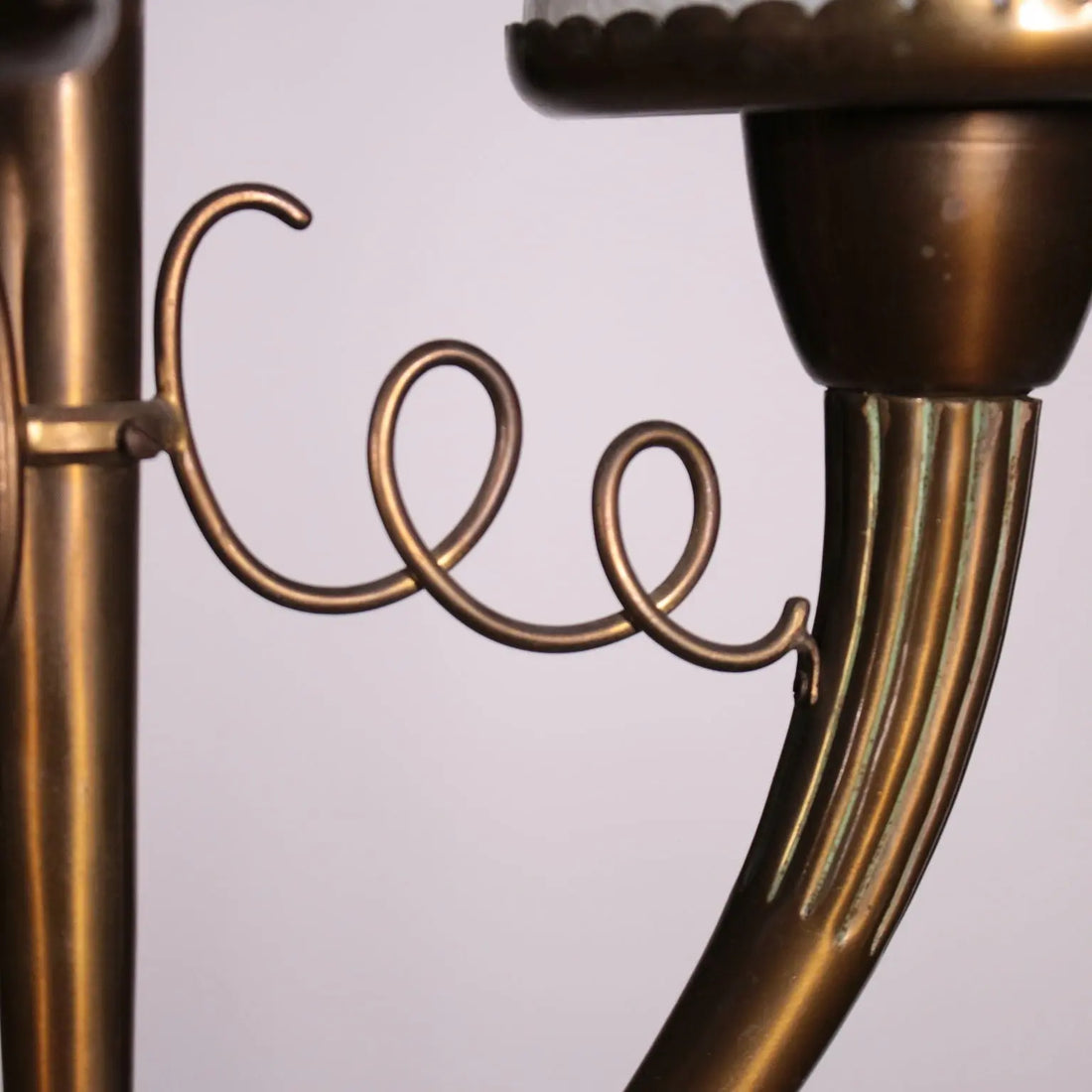 1940s Brass and Glass Pendant Lamp