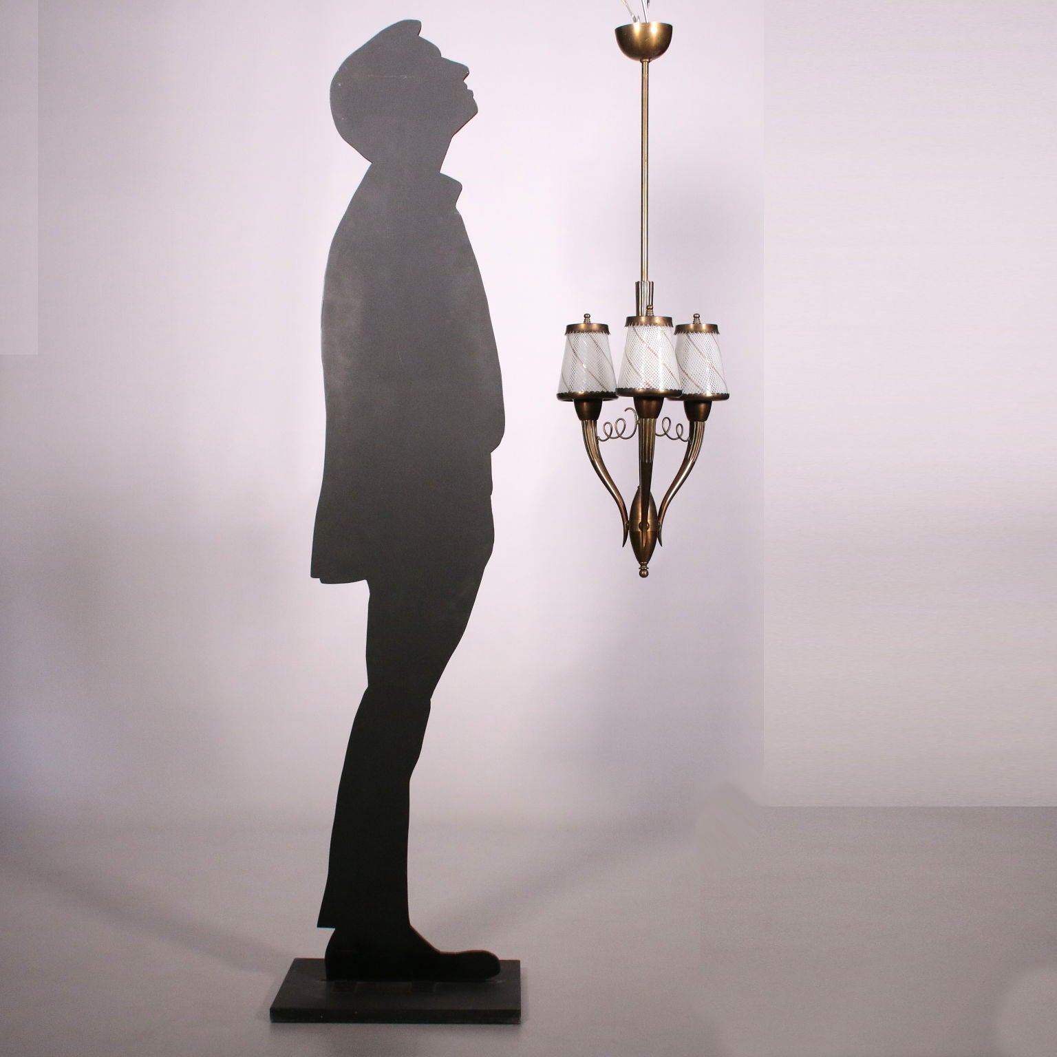 Ceiling Lamp Brass and Filigree Glass 1940s Italian Prodution | Modernism  Lighting