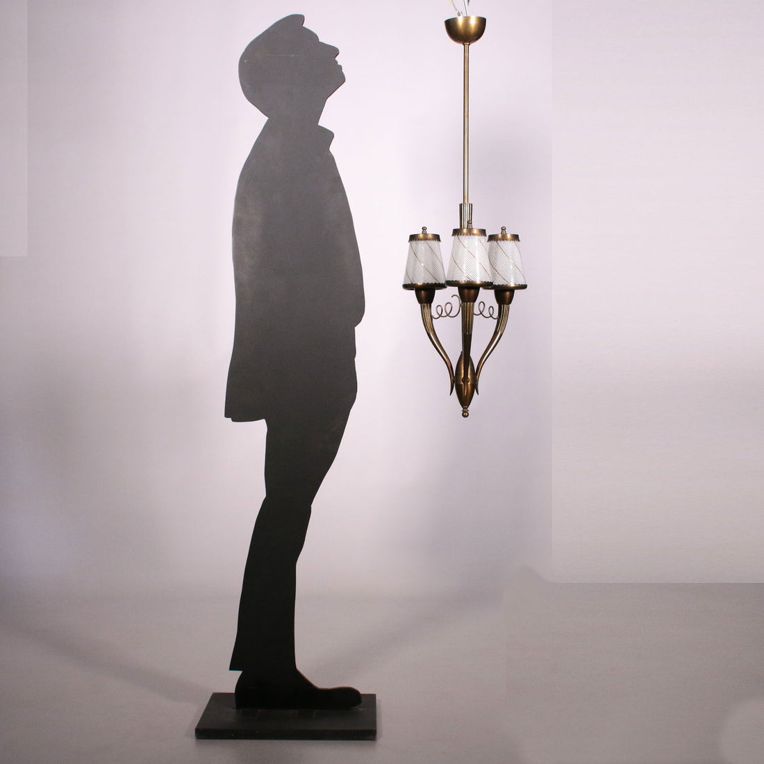 Ceiling Lamp Brass and Filigree Glass 1940s Italian Prodution | Modernism  Lighting