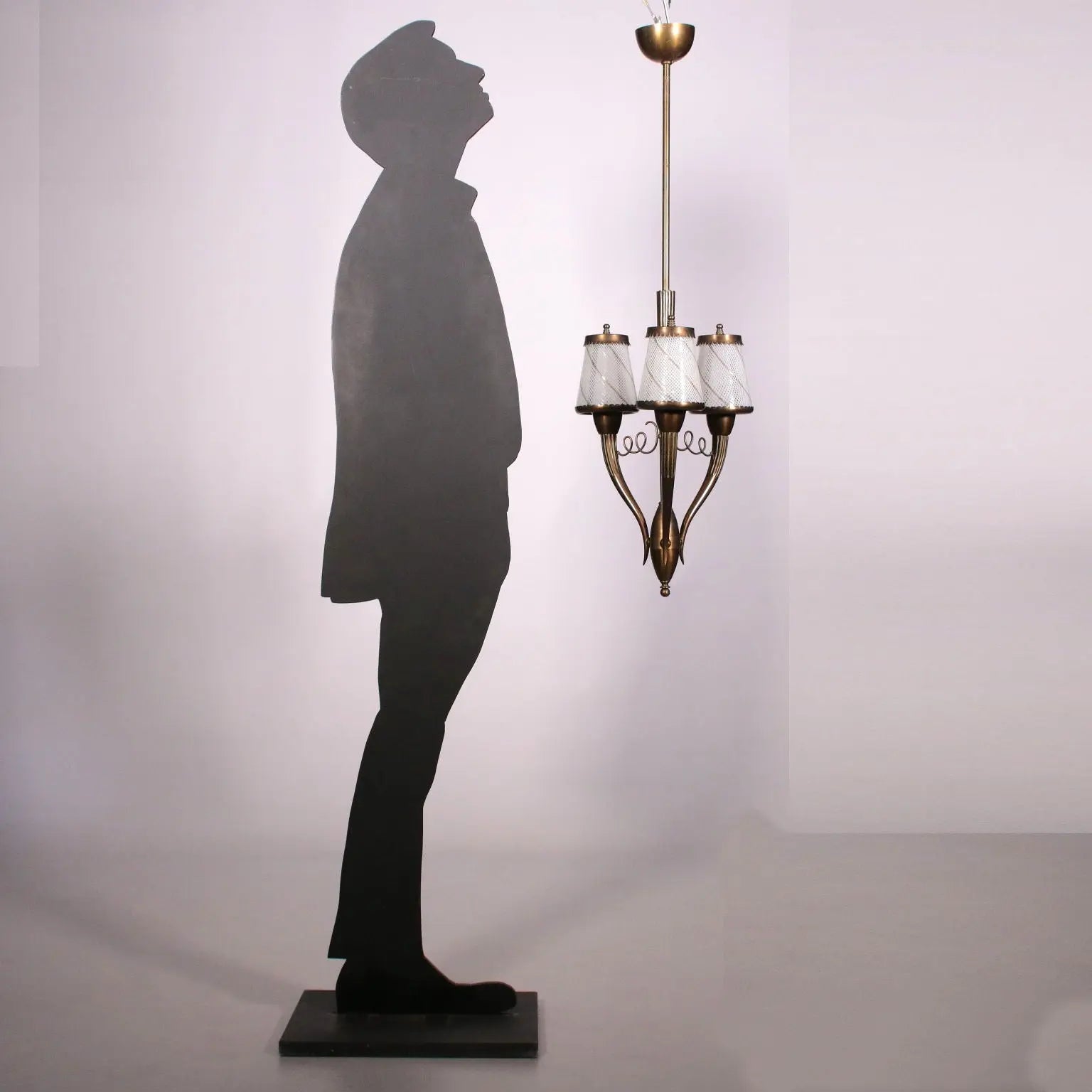 1940s Brass and Glass Pendant Lamp