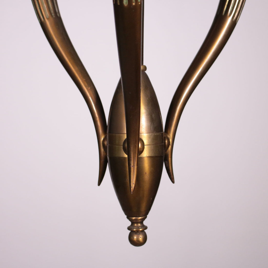 Ceiling Lamp Brass and Filigree Glass 1940s Italian Prodution | Modernism  Lighting