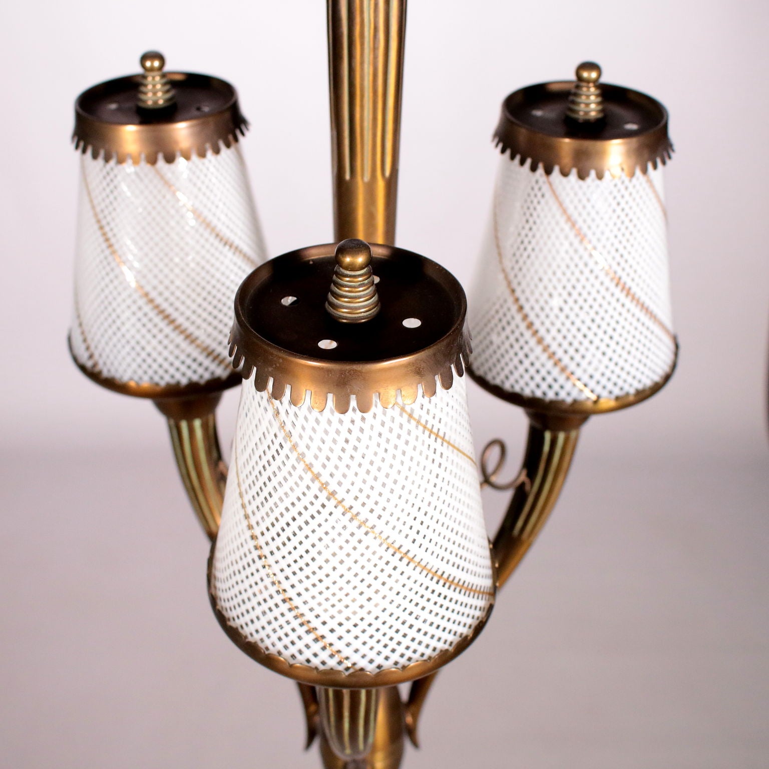 Ceiling Lamp Brass and Filigree Glass 1940s Italian Prodution | Modernism  Lighting