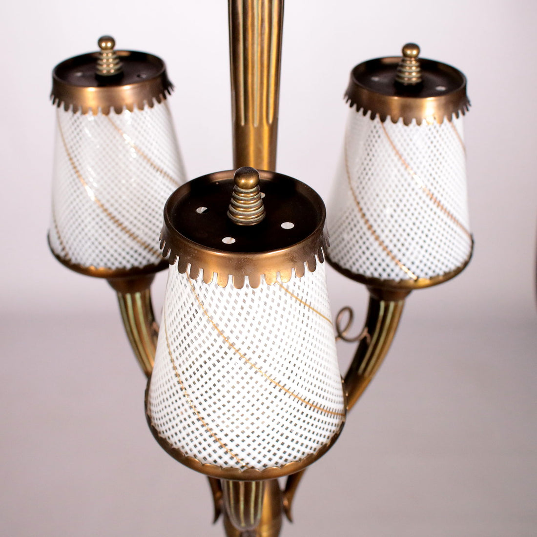 Ceiling Lamp Brass and Filigree Glass 1940s Italian Prodution | Modernism  Lighting