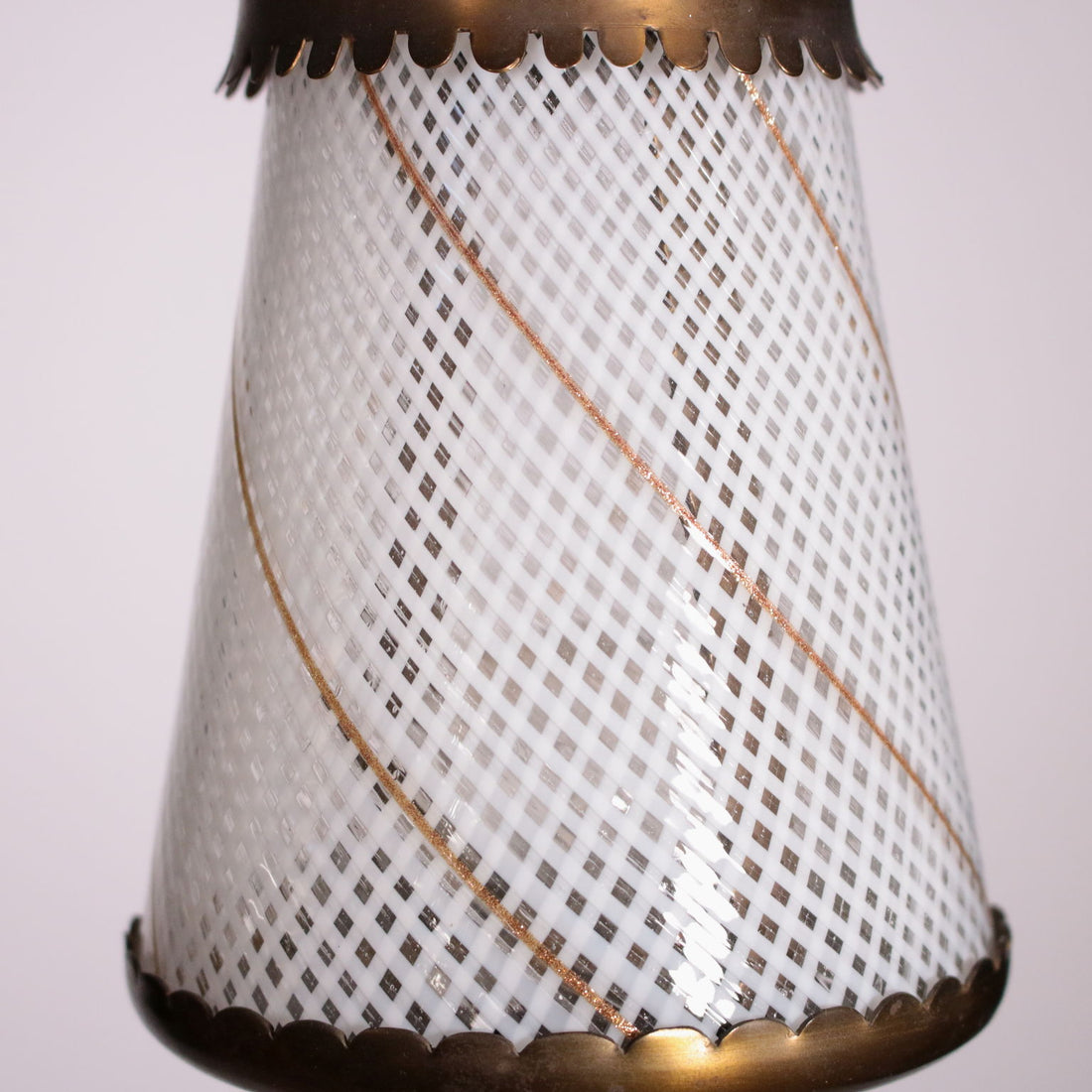 Ceiling Lamp Brass and Filigree Glass 1940s Italian Prodution | Modernism  Lighting
