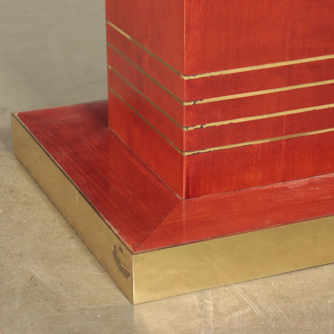 Vintage 1980s Table Stained Wood Brass Italy | Modernism | Tables