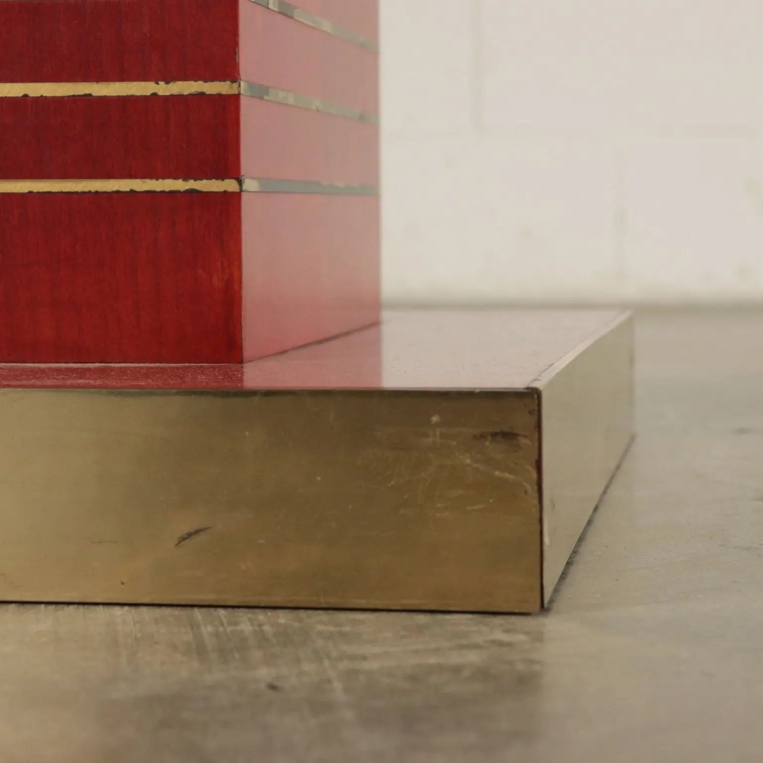 Vintage 1980s Table Stained Wood Brass Italy | Modernism | Tables
