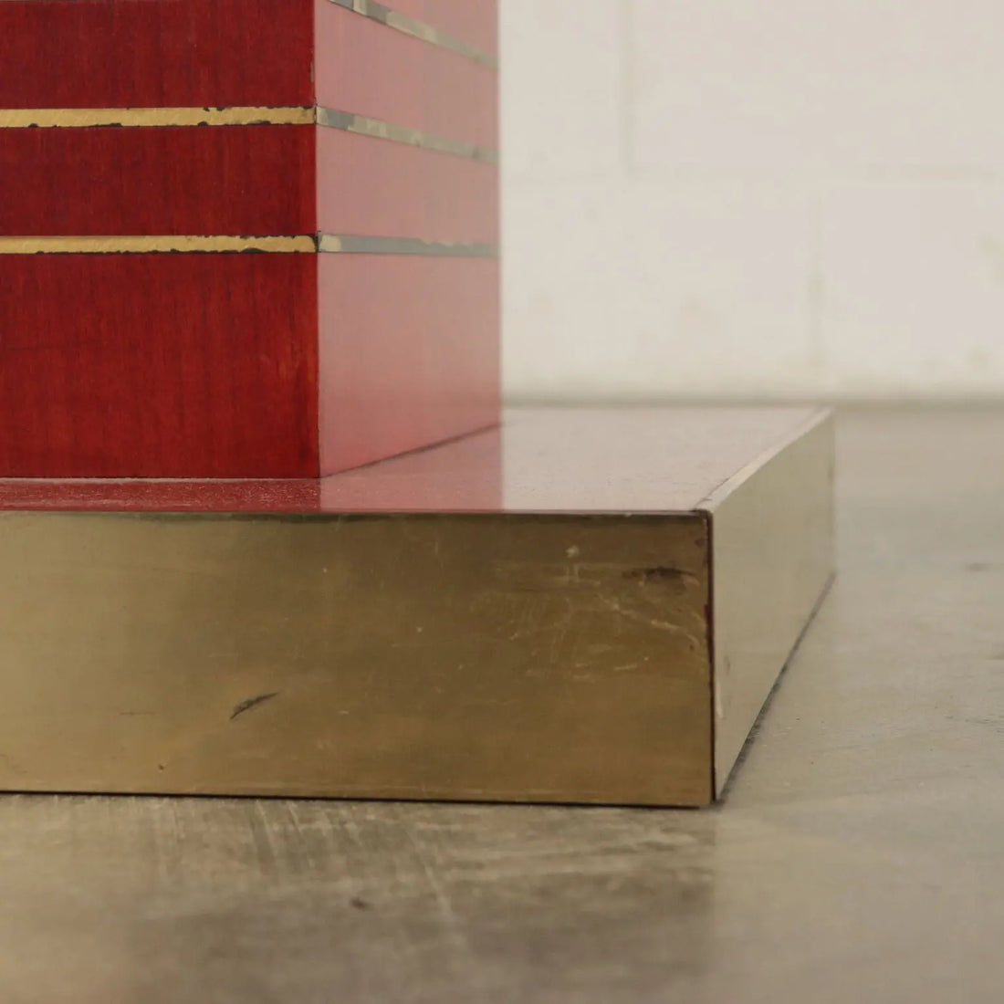 Vintage 1980s Table Stained Wood Brass Italy | Modernism | Tables