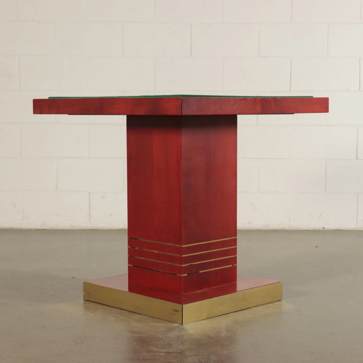 Vintage 1980s Table Stained Wood Brass Italy | Modernism | Tables