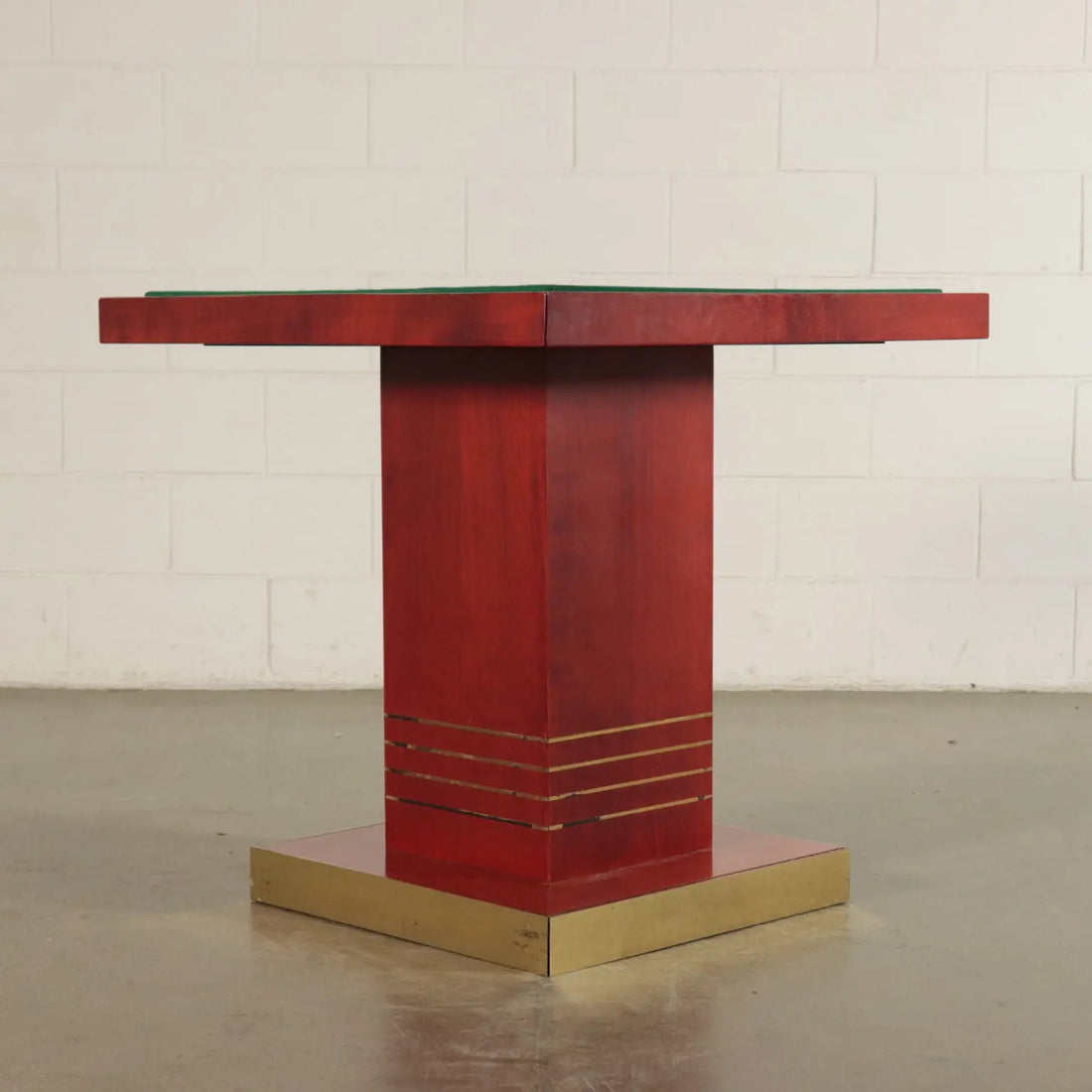 Vintage 1980s Table Stained Wood Brass Italy | Modernism | Tables