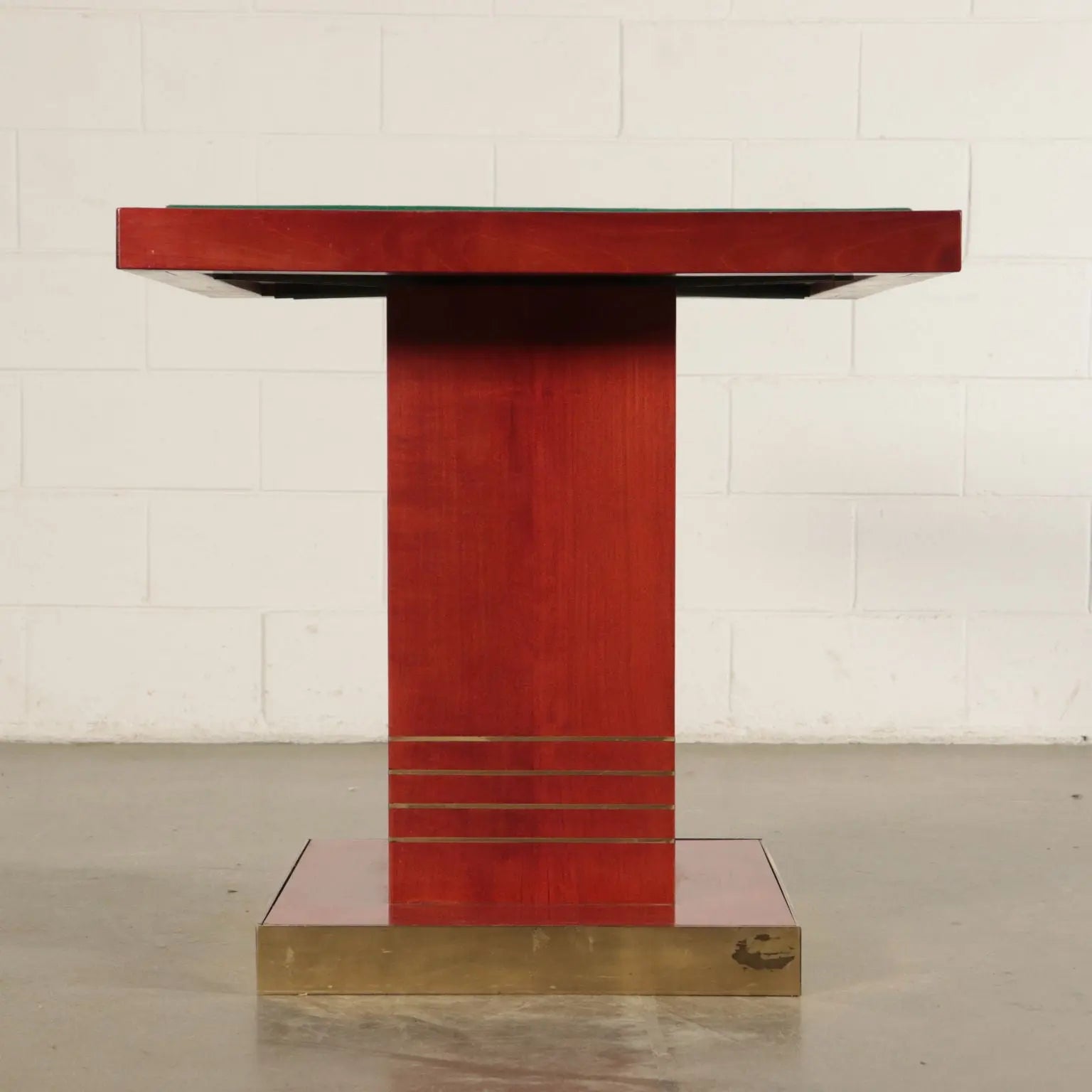 Vintage 1980s Table Stained Wood Brass Italy | Modernism | Tables