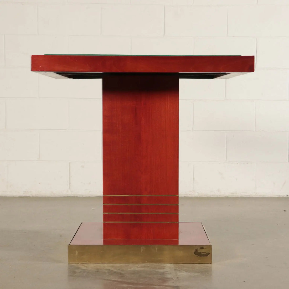 Vintage 1980s Table Stained Wood Brass Italy | Modernism | Tables