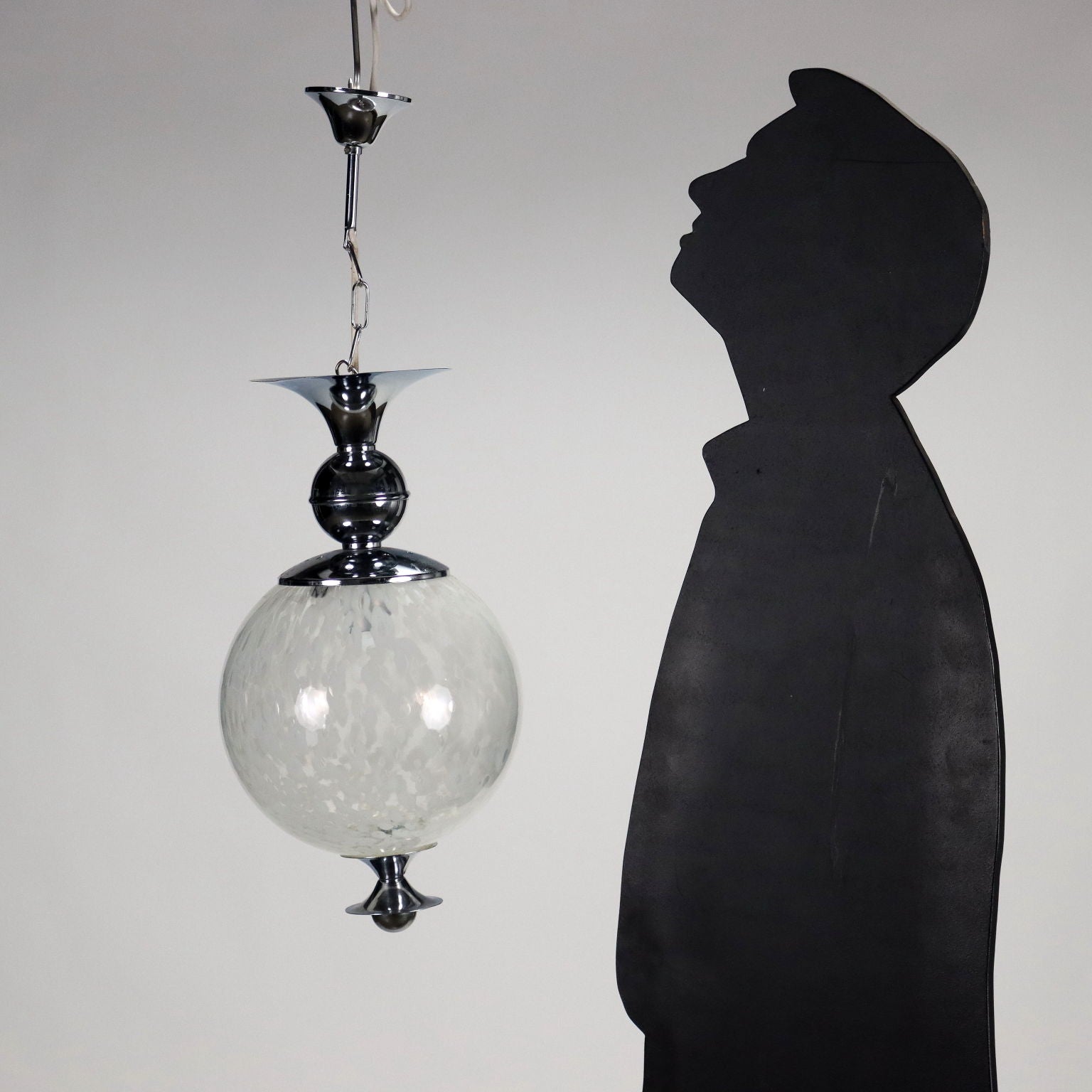 Group Of 2 Lamps Chromed Metal Glass Italy 1960s | Modernism  Lighting