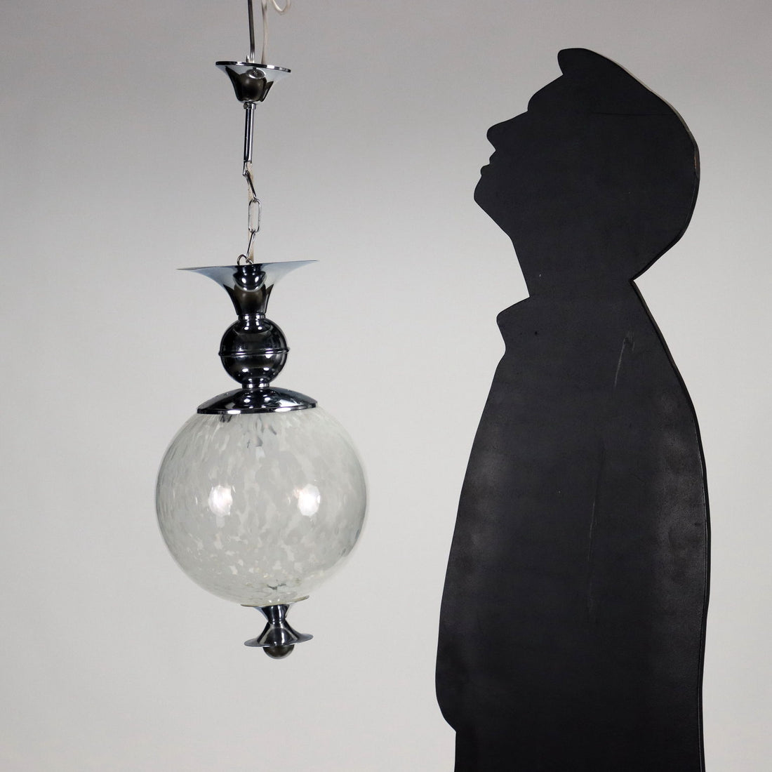 Group Of 2 Lamps Chromed Metal Glass Italy 1960s | Modernism  Lighting