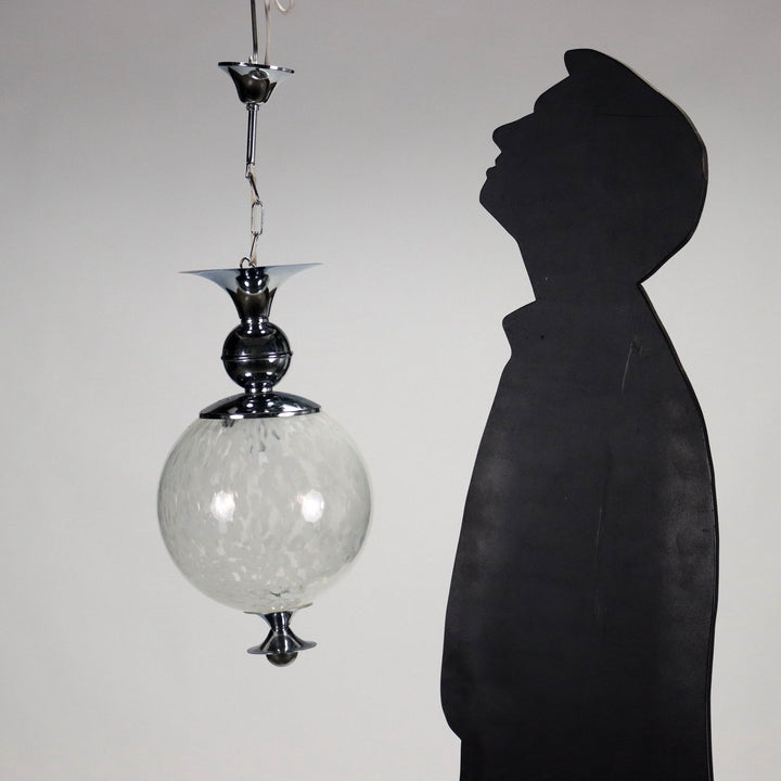 Group Of 2 Lamps Chromed Metal Glass Italy 1960s | Modernism  Lighting