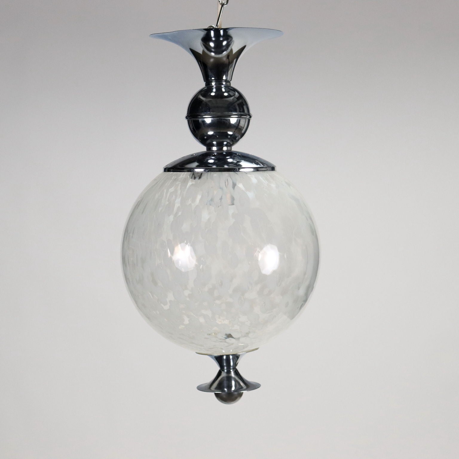 Group Of 2 Lamps Chromed Metal Glass Italy 1960s | Modernism  Lighting