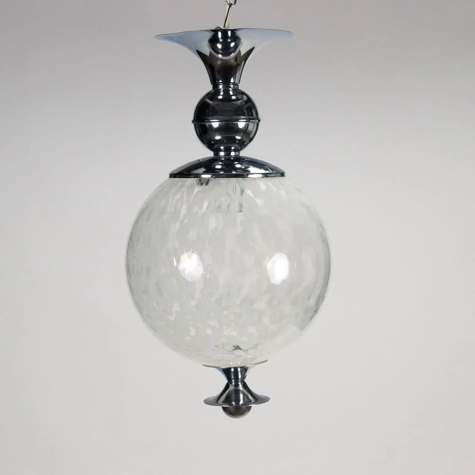 Pair of Metal and Glass Ceiling Lamps, 1960s