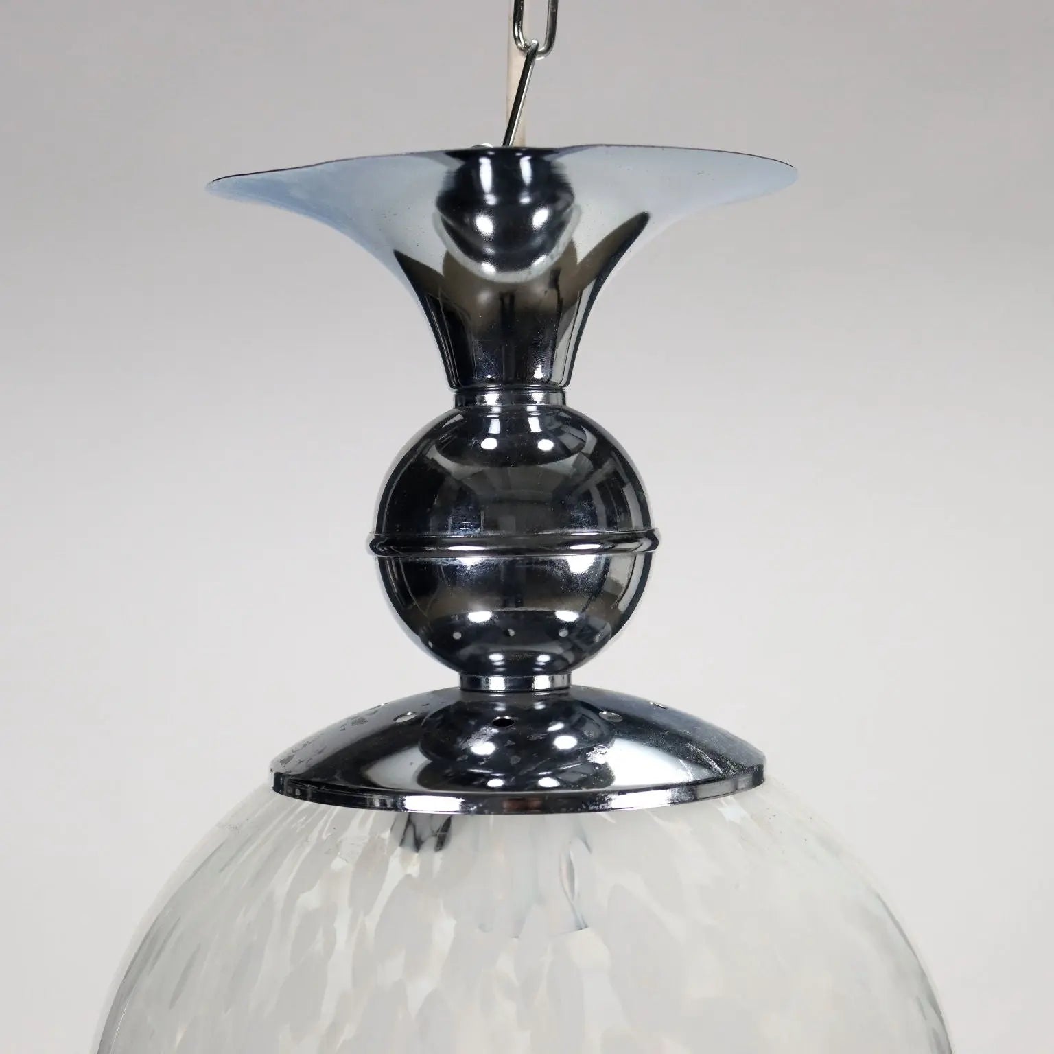 Pair of Metal and Glass Ceiling Lamps, 1960s