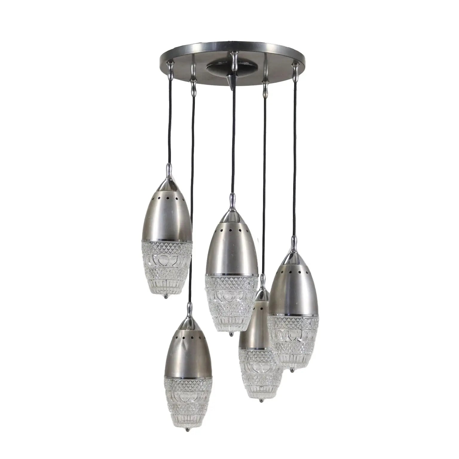 1960s Ceiling Lamp in Aluminum and Glass