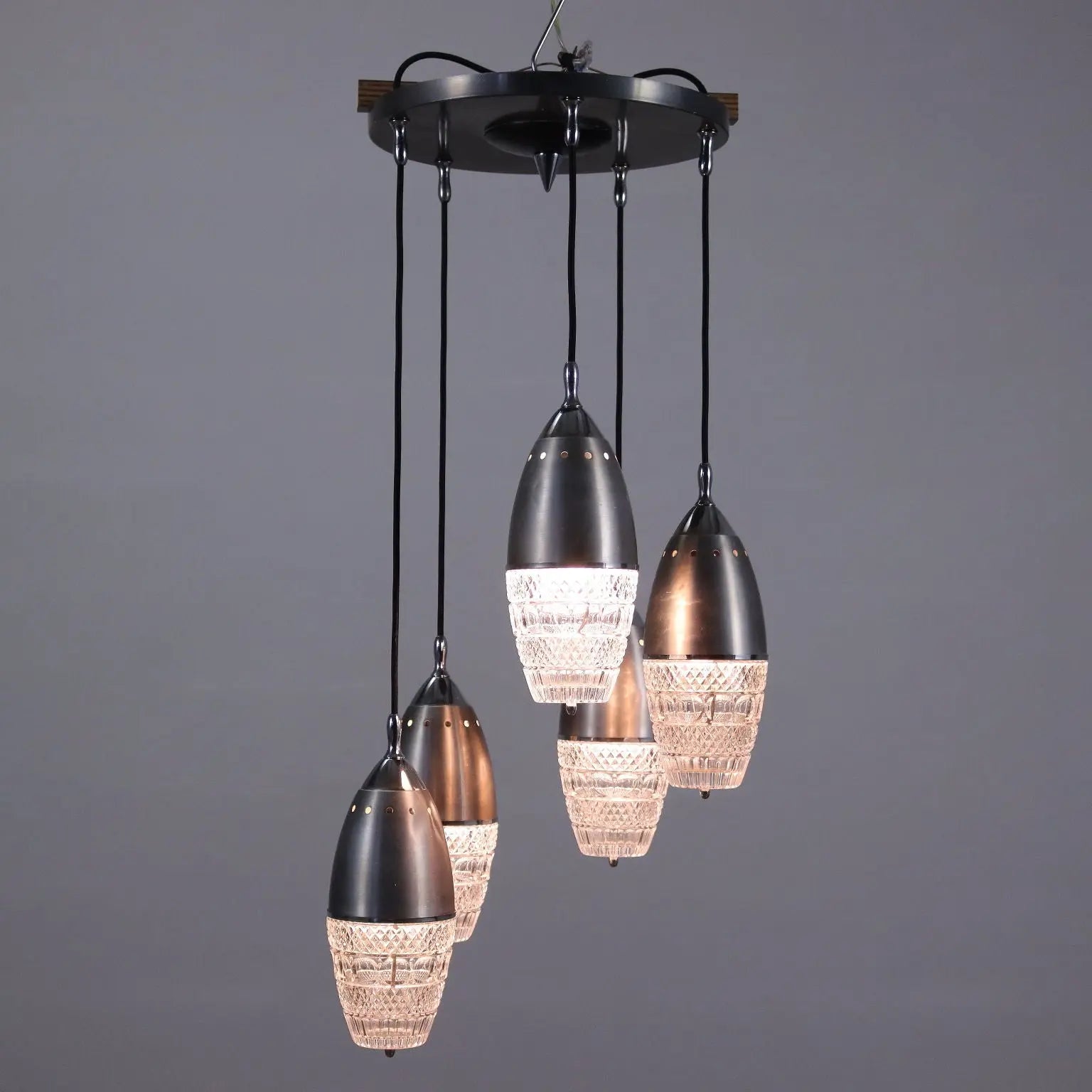 1960s Ceiling Lamp in Aluminum and Glass