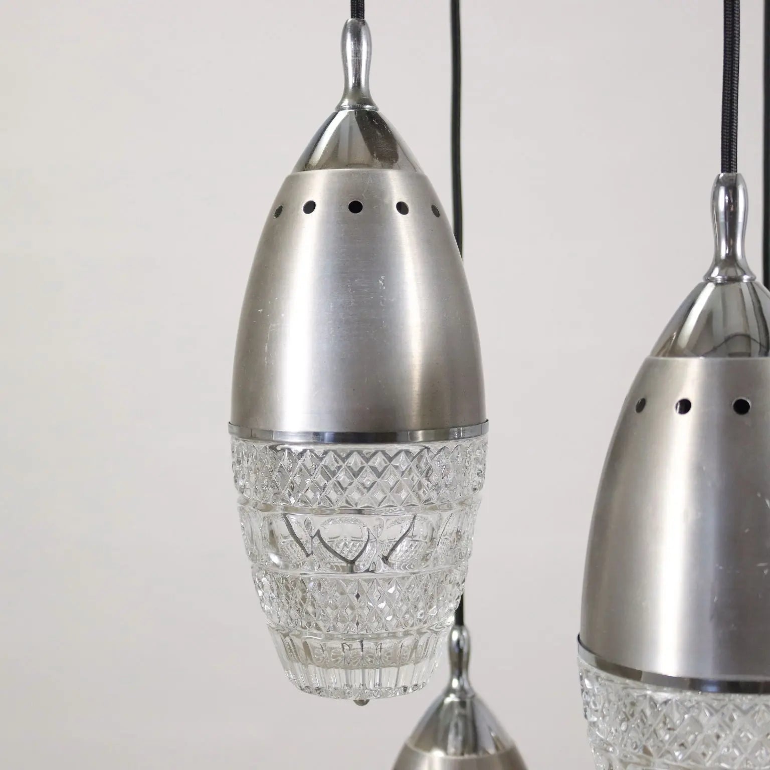 1960s Ceiling Lamp in Aluminum and Glass