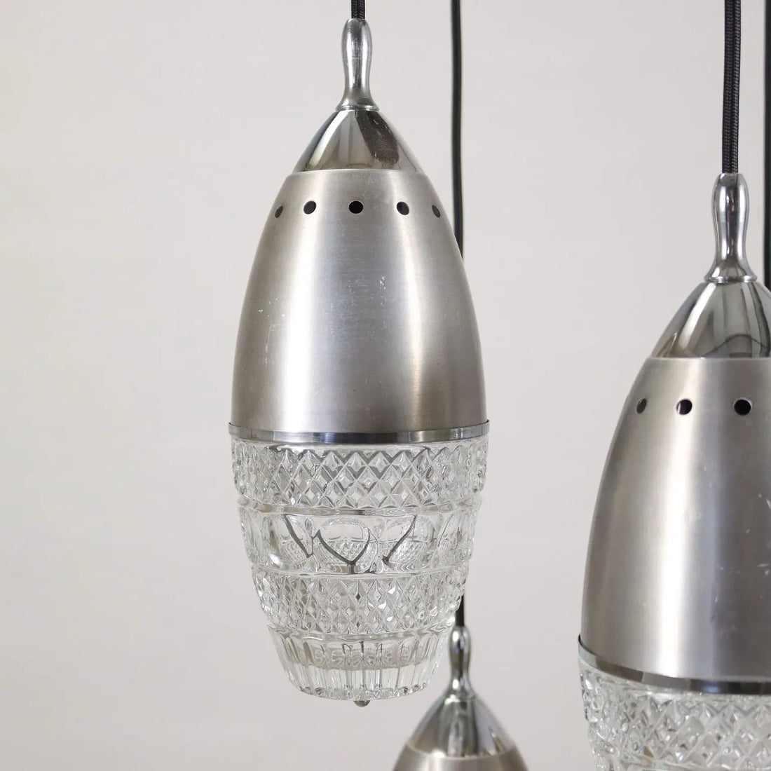 1960s Ceiling Lamp in Aluminum and Glass
