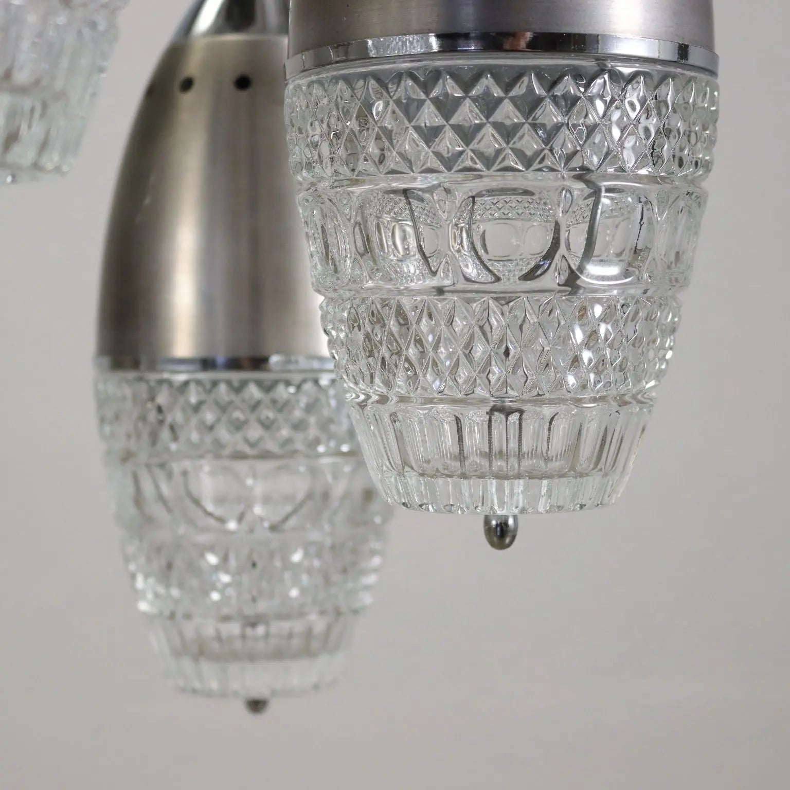 1960s Ceiling Lamp in Aluminum and Glass