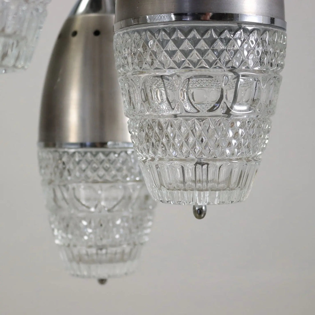1960s Ceiling Lamp in Aluminum and Glass